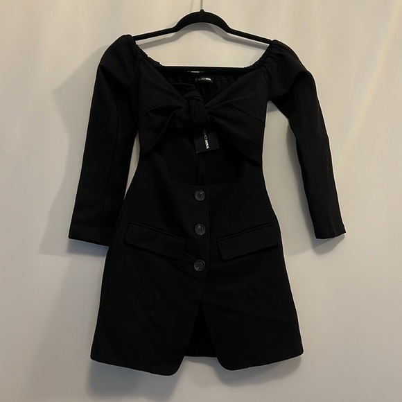 Fashionova Tie-Front Tuxedo Mini Dress - Picture 1 of 6